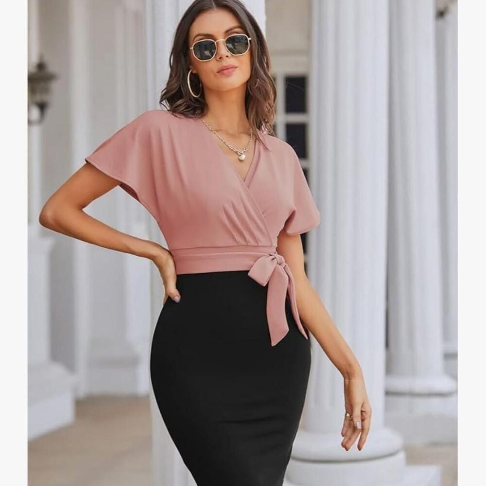 Grace-karin Women's Black and Pink Dress